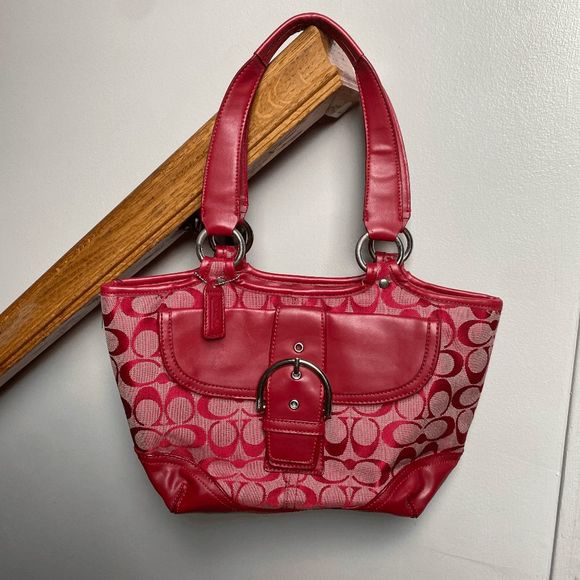 COACH Signature Gallery Orange Canvas Pleated Large Tote, EUC, MSRP $358. - Picture 1 of 12